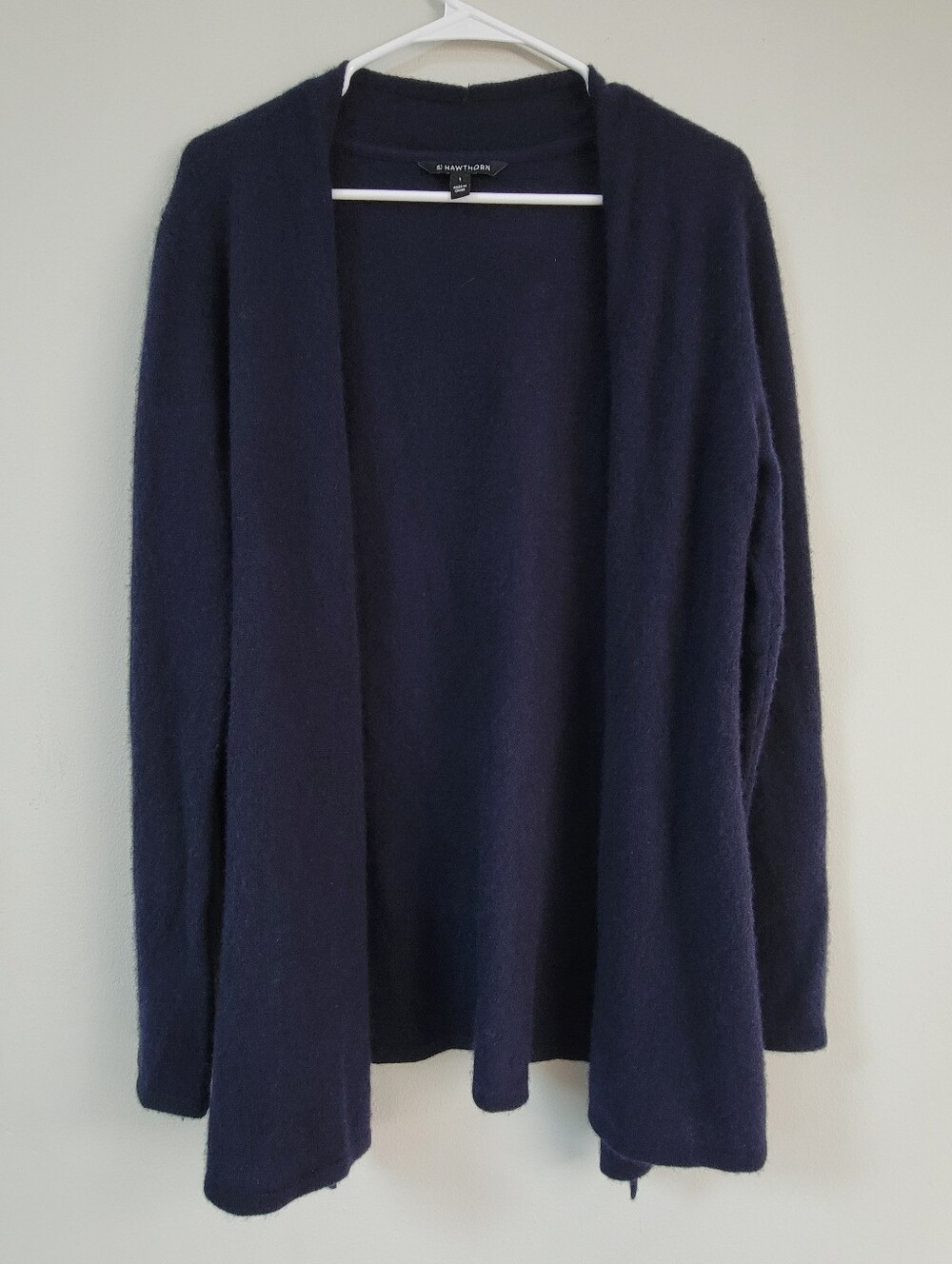 41 Hawthorn Navy Cashmere Open Front Sweater Women Size L Layers Minimal Capsule